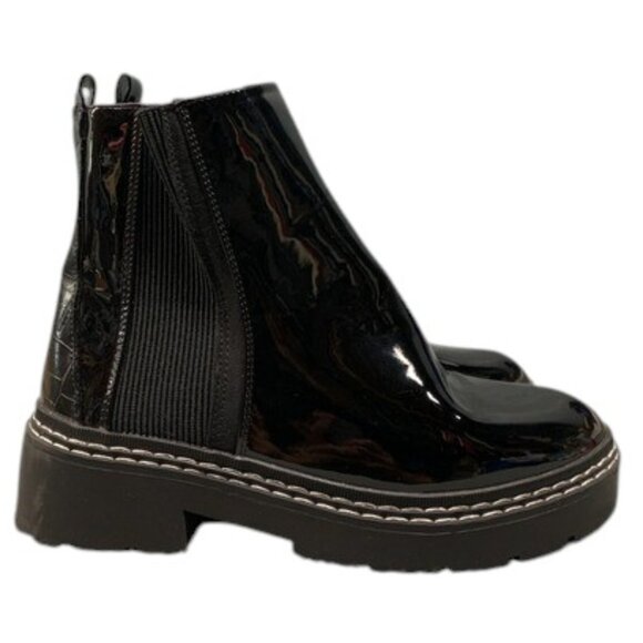 River Island Chelsea Heel Boots Women’s 6 Black Chunky Ankle Booties EU39 Chic - Picture 1 of 14